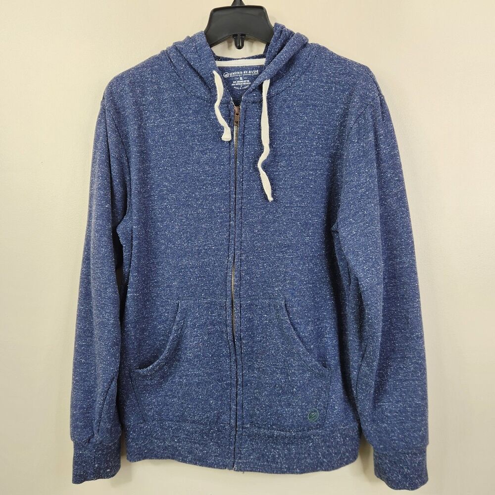United By Blue Mens Full Zip Speckled Organic Cotton Slub Knit Hoodie Small
